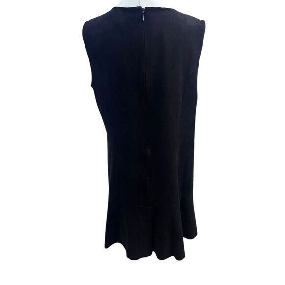 GUC BCBGMaxAzria Women's Black Faux Suede Sleeveless Mini Dress Size L - Picture 2 of 4